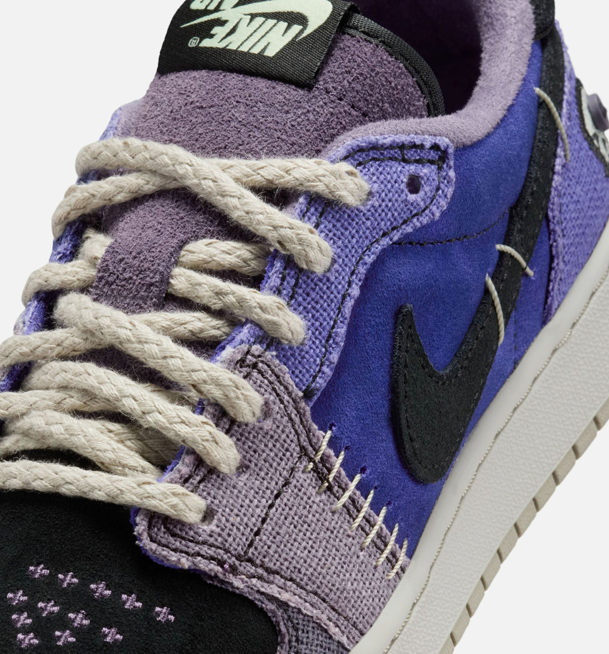 Air Jordan 1 Low OG Grade School Lifestyle Shoe - Regency Purple/Dark Raisin/Vapor Green