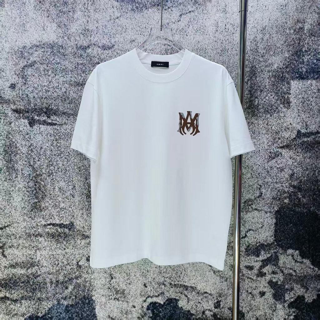 AMIRI Two‑Tone MA Monogram Chest Graphic Short‑Sleeve Tee