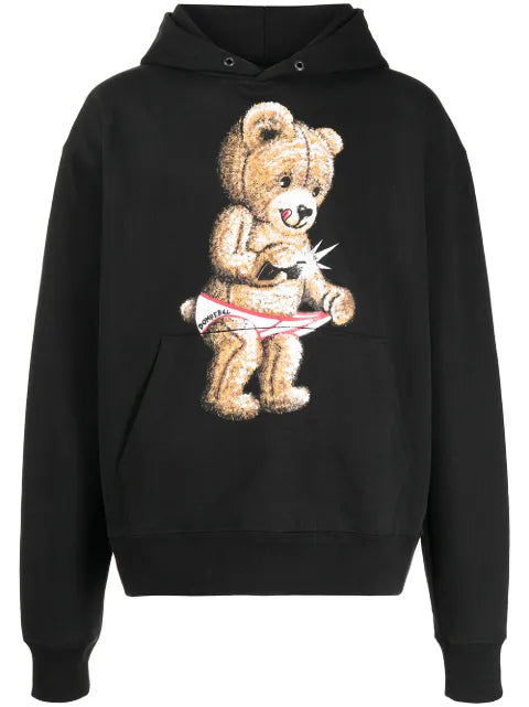 DOMREBEL Snap teddy-print pullover hoodie