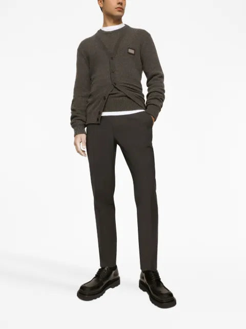 Dolce & Gabbana logo-plaque wool-blend cardigan