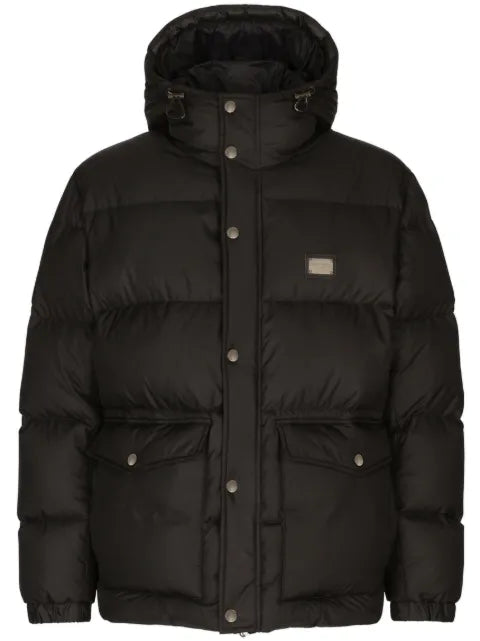 Dolce & Gabbana logo-plaque padded hooded jacket