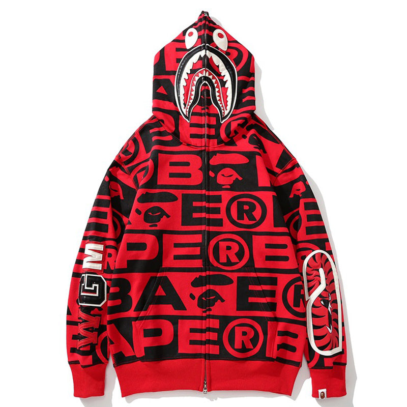 BAPE All-Over Logo Shark Zip Hoodie