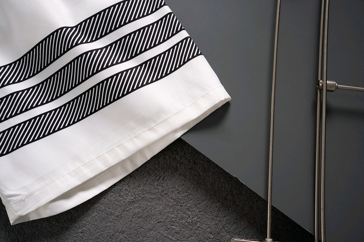 Thom Browne Style Four-Bar Stripe Woven Shorts