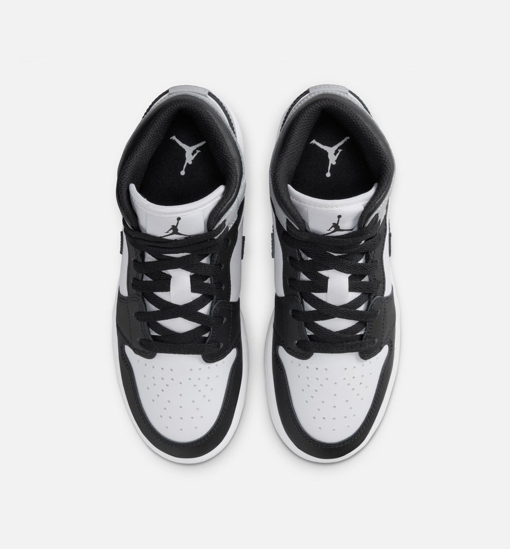 Air Jordan 1 Mid – Grade School Lifestyle Shoe in White/Light Smoke Grey/Black