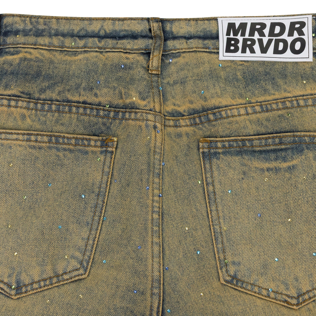 BLUE UNFURLED STRAIGHT-FIT JEANS