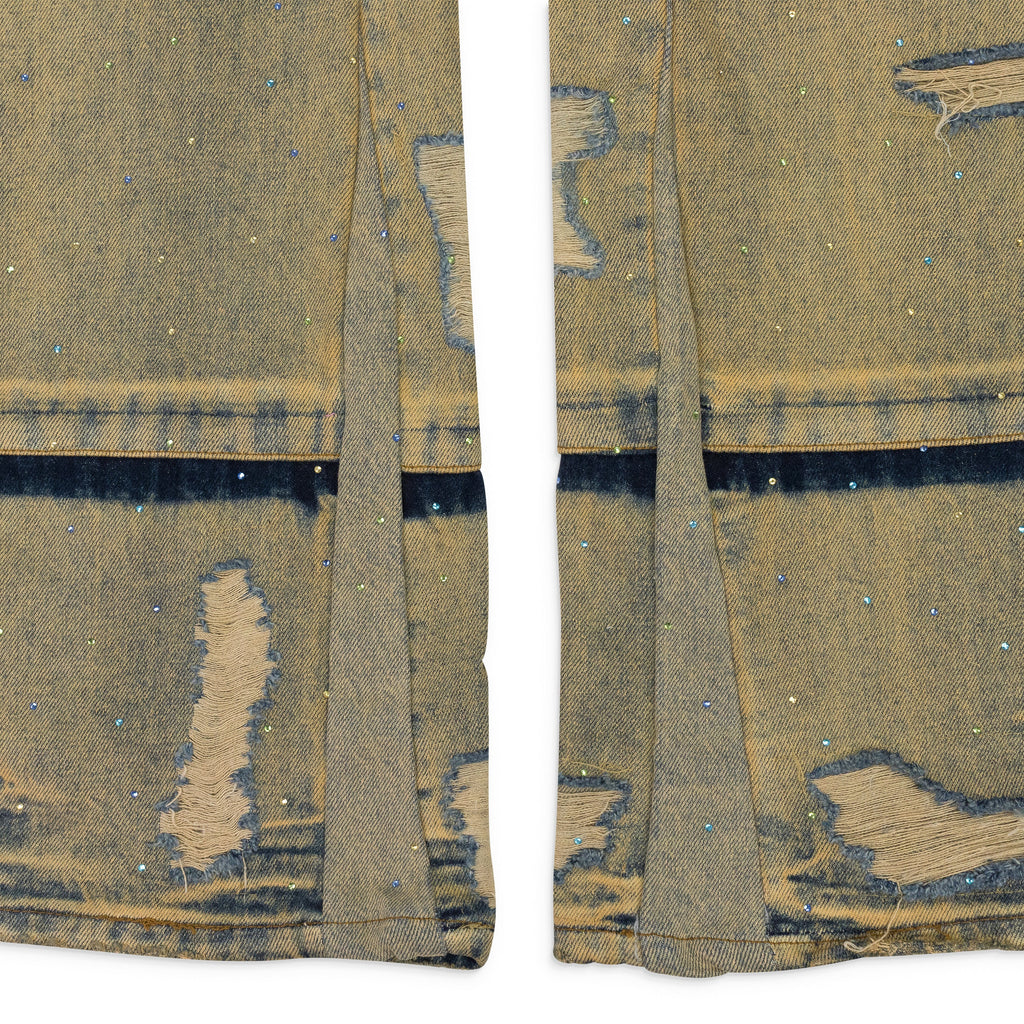 BLUE UNFURLED STRAIGHT-FIT JEANS