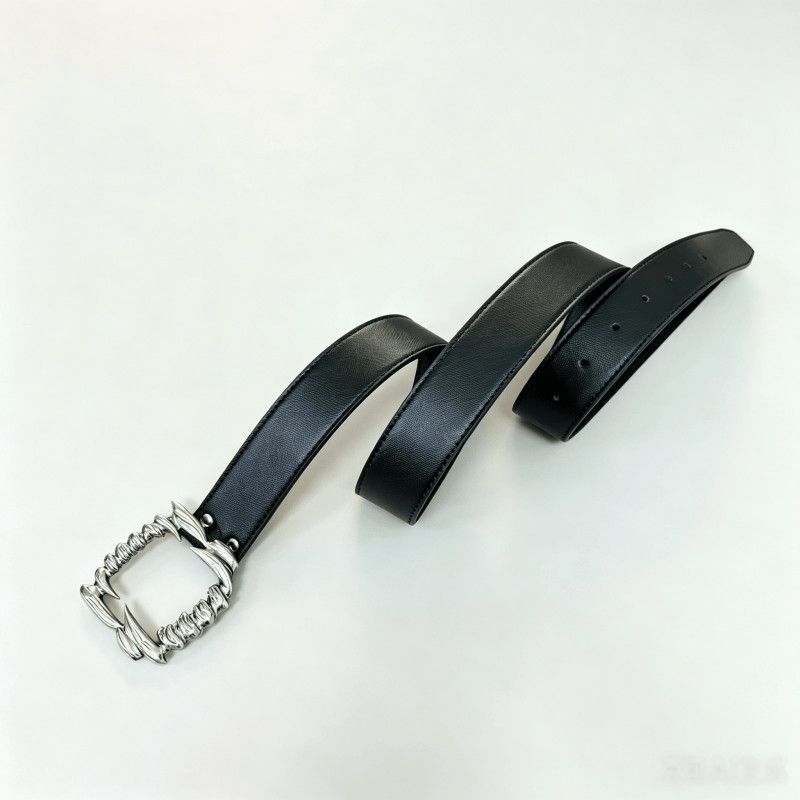 Metal Fangs Buckle Leather Belt Dark Vintage Punk Y2K Cowhide Waist