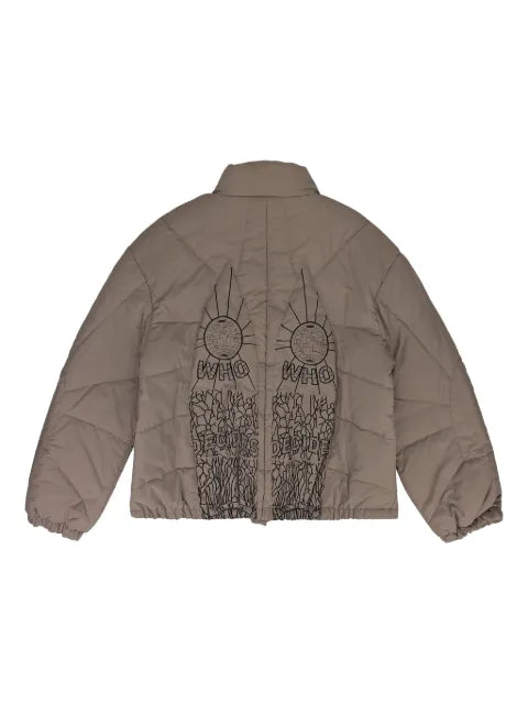 Who Decides War embroidered padded jacket