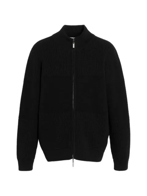 Barrie Chunky waffle-effect zip cardigan
