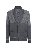 Brunello Cucinelli cotton shawl-collar cardigan with jacquard cable shoulder