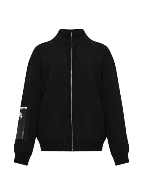 Balenciaga knitted zip-up cardigan with patches