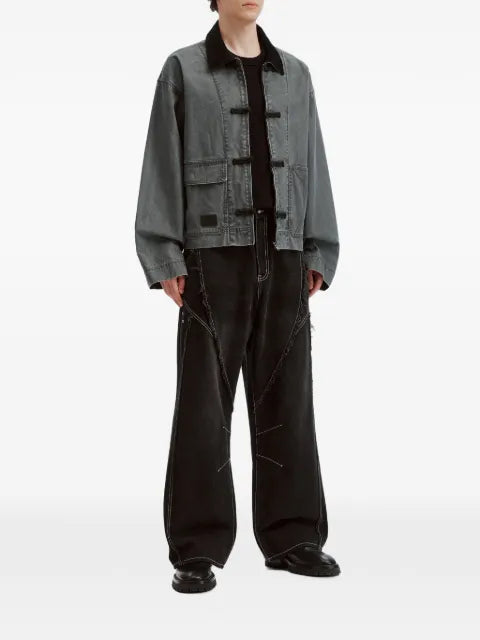 FIVE CM frog-fastening corduroy-collar jacket