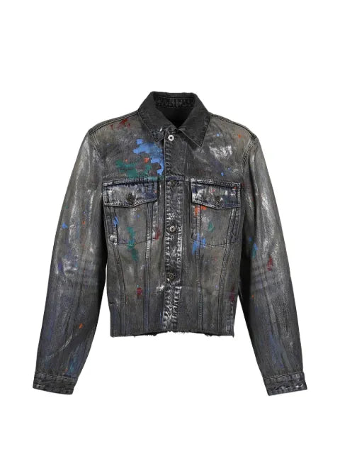 We11done painted-detail denim jacket