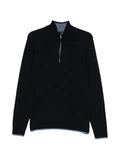 AROVESCIO half-zip ribbed-trim sweater