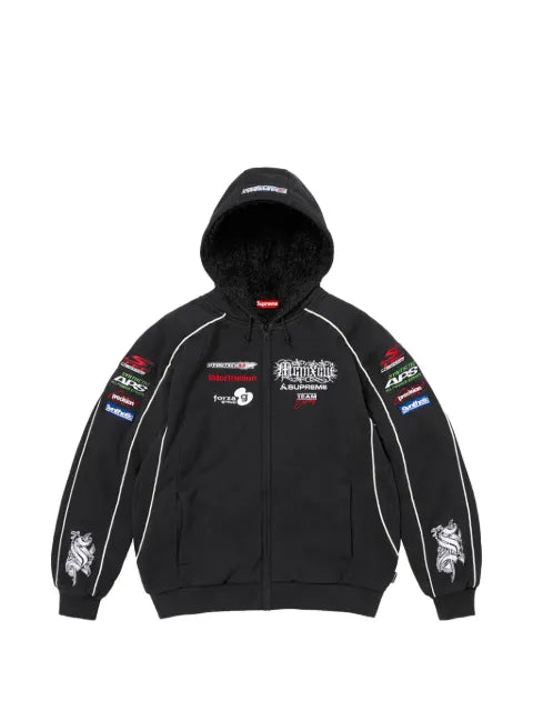 Supreme Racing logo-patch zip-up hoodie