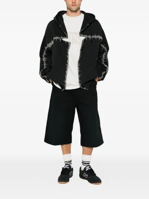 Vans barbed-wire-print zip-up hoodie