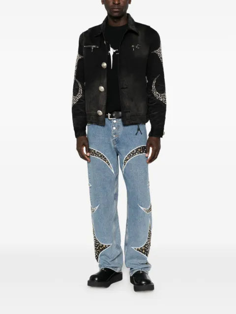 THUG CLUB stud-embellished denim jacket