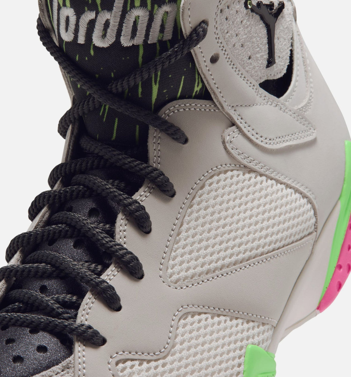 Air Jordan 7 Retro Tennis Day Men's Lifestyle Shoes - Phantom / Lime Blast / Pink Blast