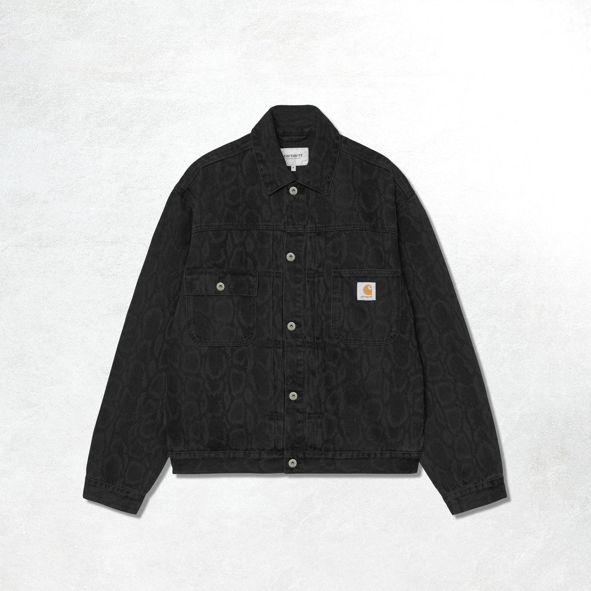 Carhartt WIP Belmar Jacket: Snake Camo, Black