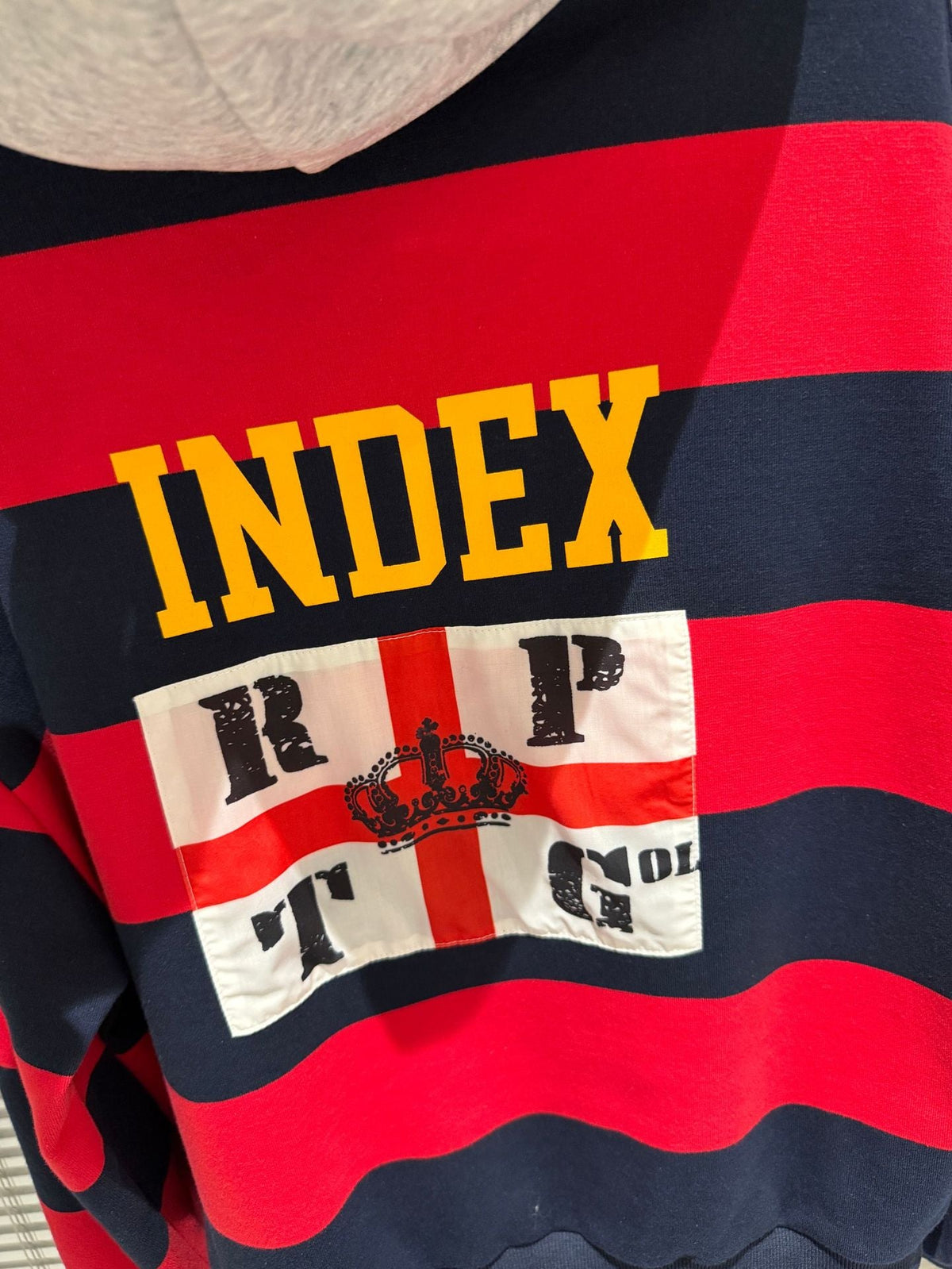Protocol Index Striped Horse Embroidered Rugby Hoodie Unisex