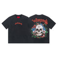 Godspeed Washed Black Skull Floral Graphic T-Shirt