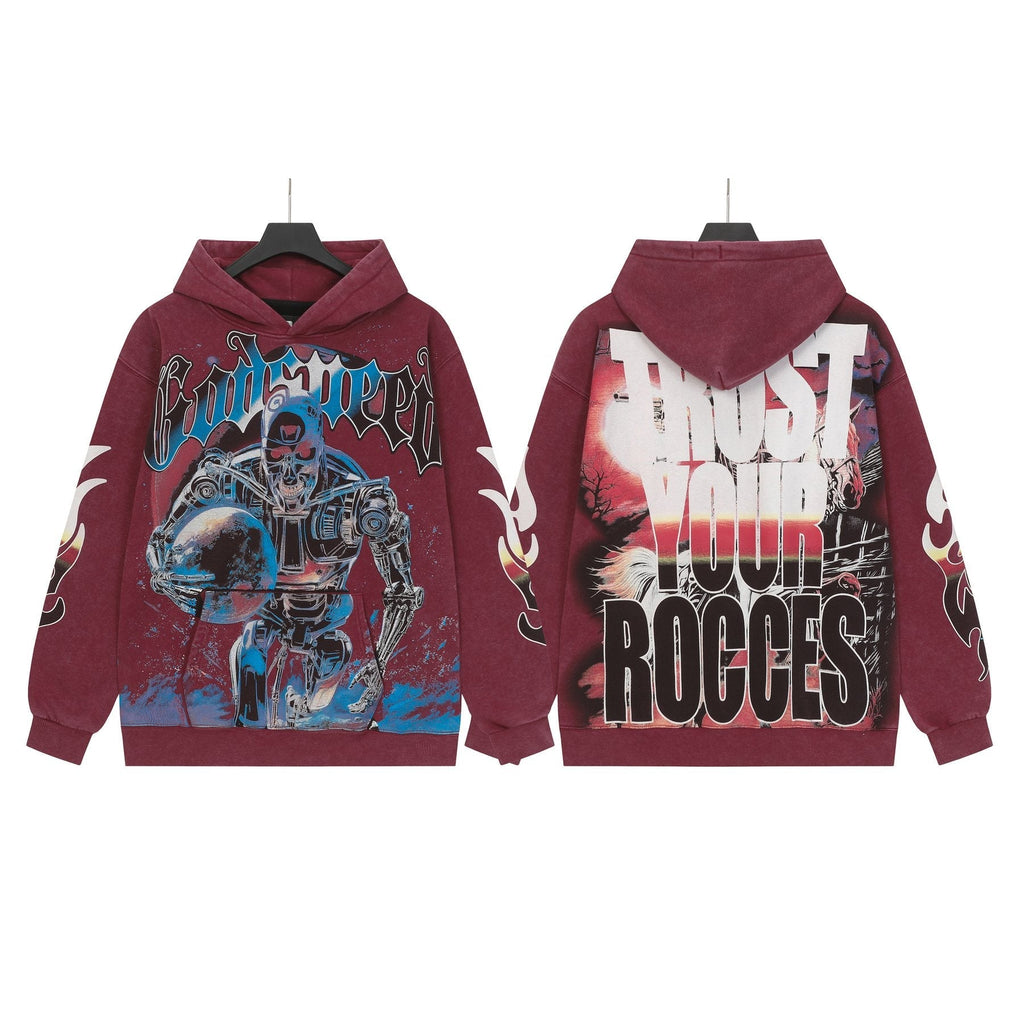 Godspeed Acid-Wash Graphic Pullover Hoodie