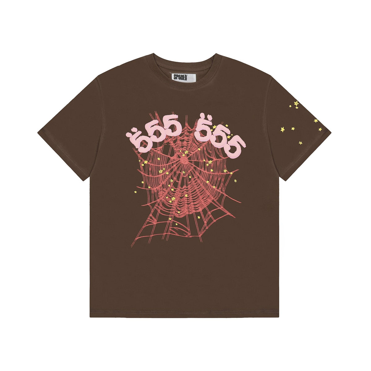 Sp5der Brown Spiderweb Star Graphic T-Shirt