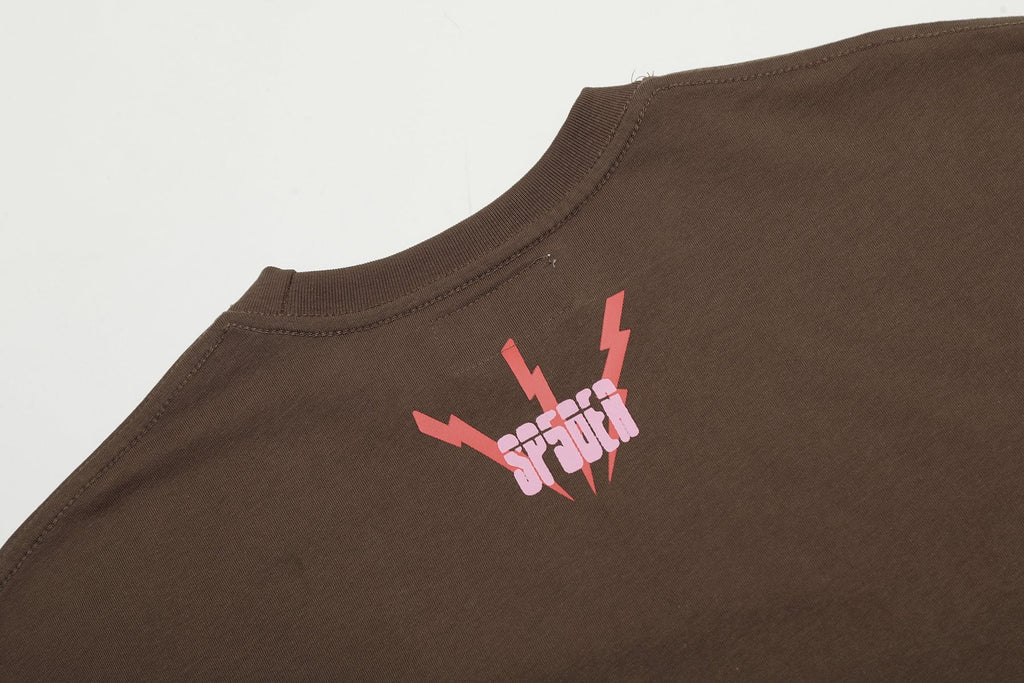 Sp5der Brown Spiderweb Star Graphic T-Shirt