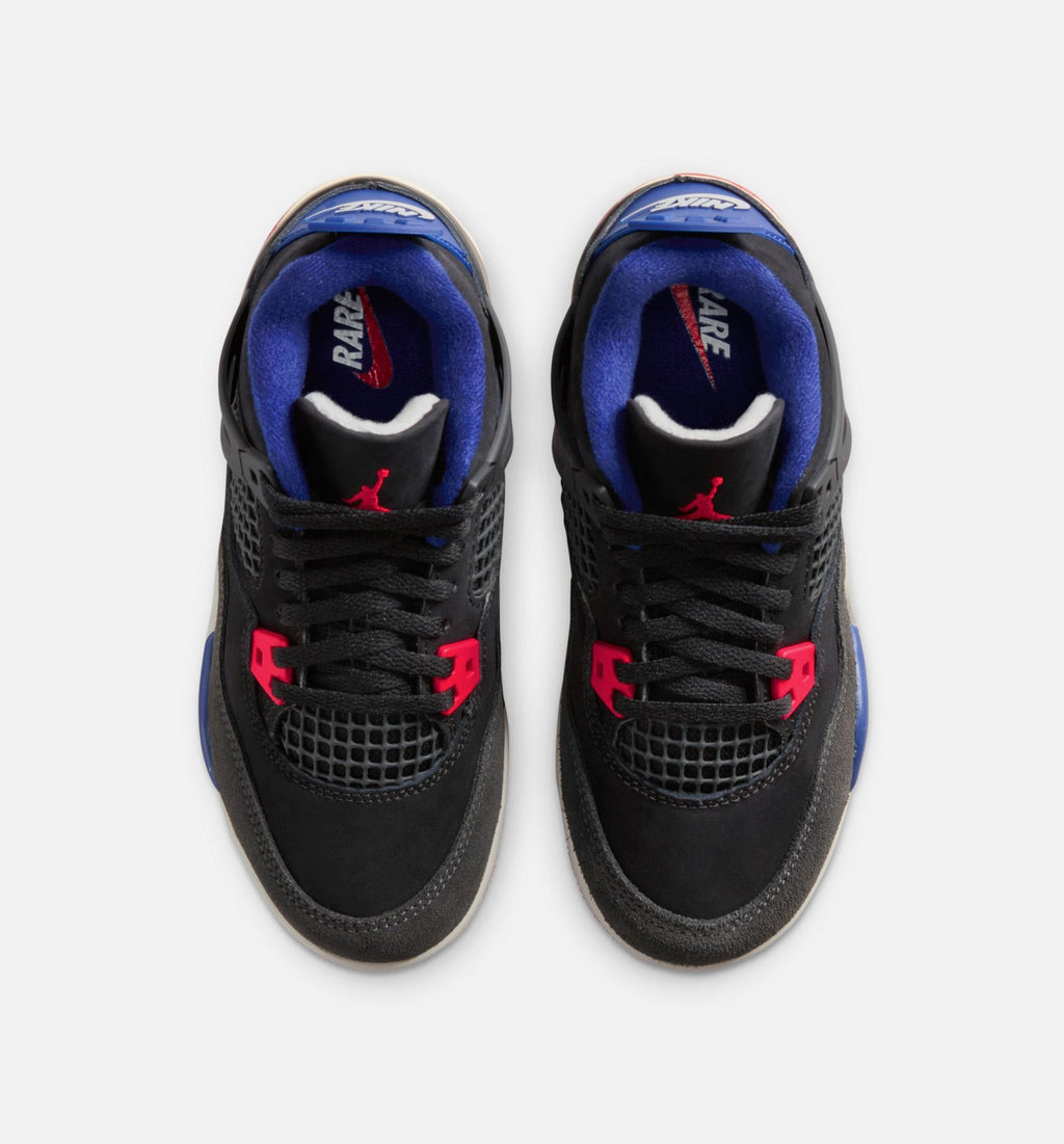 Air Jordan 4 Retro Rare Air | Preschool Lifestyle Shoe | Black/Fire Red/Deep Royal Blue