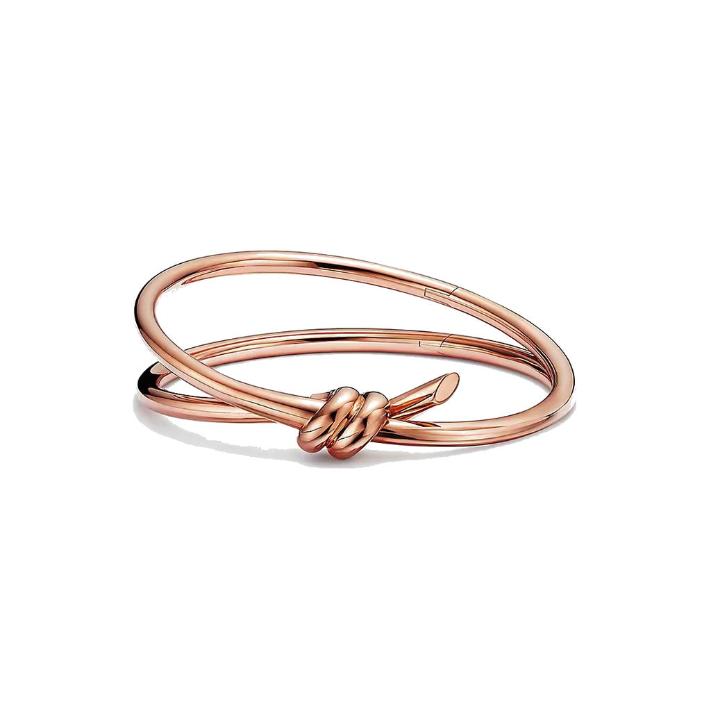 Tiffany Style Knot Cubic Zirconia 18K Gold-Plated Bangle