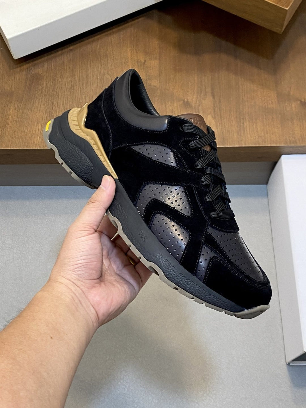 Berluti Black Low-Top Sneakers with Tan Accents