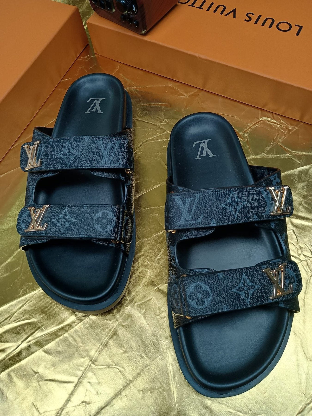 Louis Vuitton Monogram Double-Strap Slide Sandals