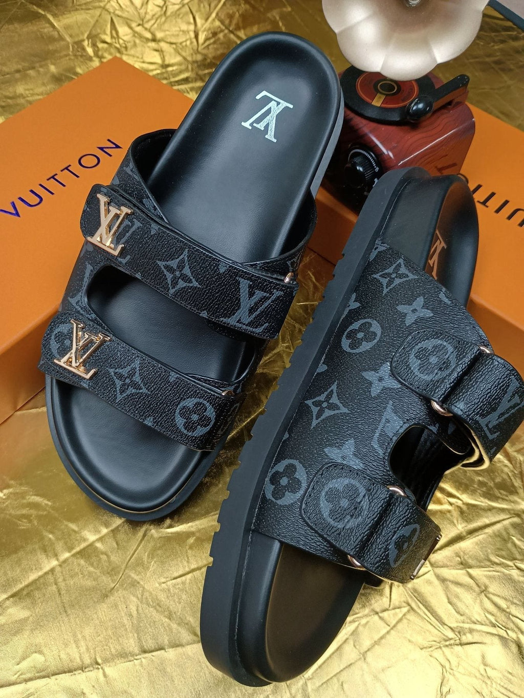 Louis Vuitton Monogram Double-Strap Slide Sandals
