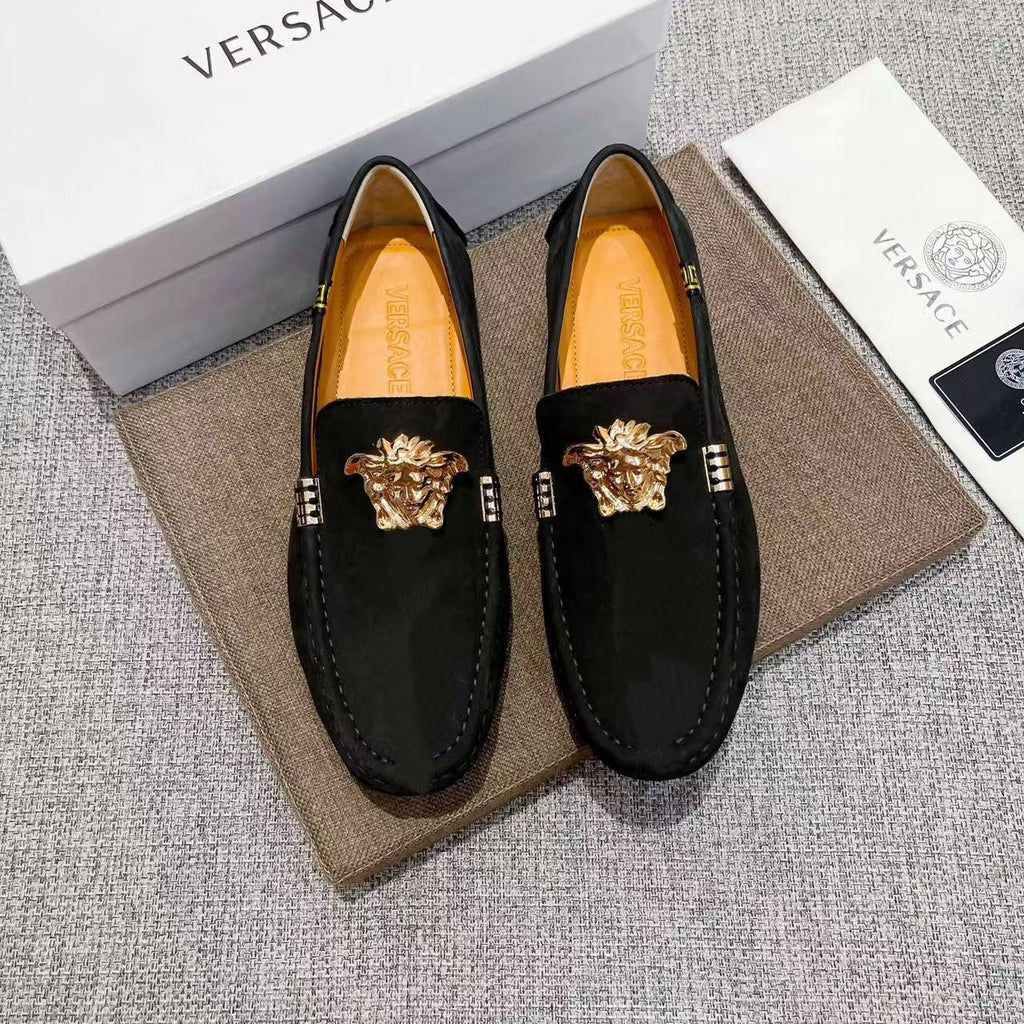 Versace Men's Black Gold Medusa Loafers