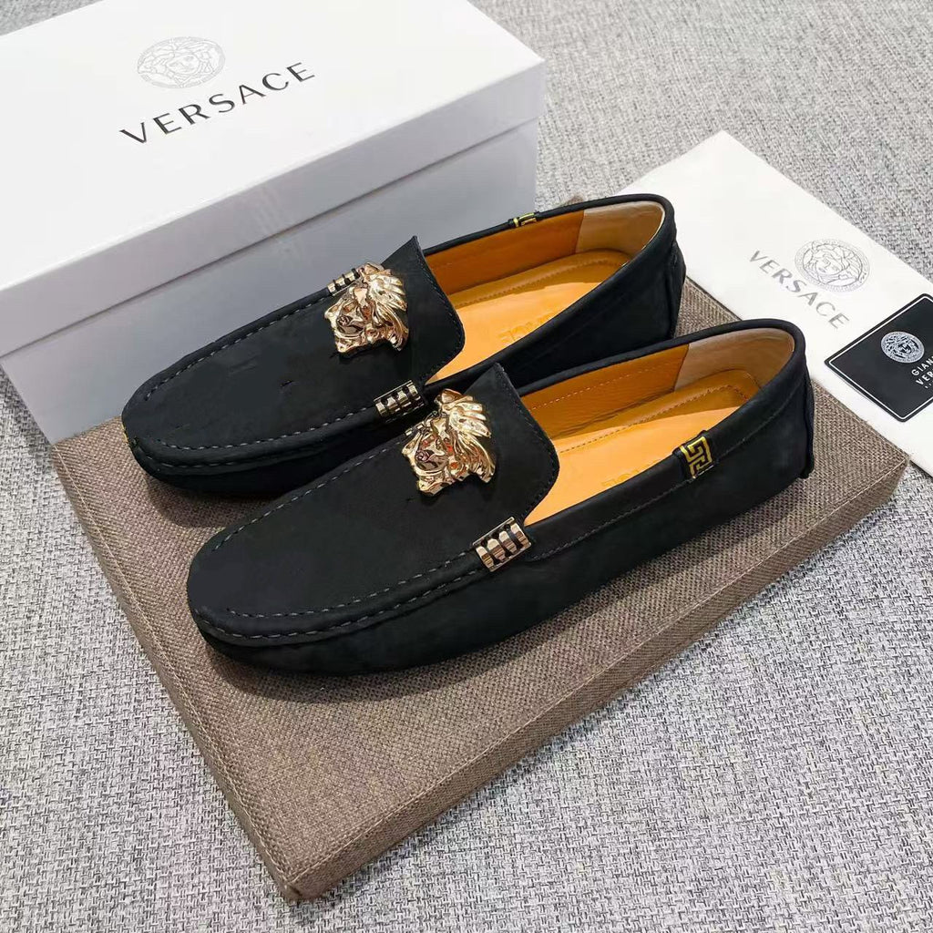 Versace Men's Black Gold Medusa Loafers