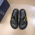 Dior Men's Black Gold-Tone Hardware Slide Sandals