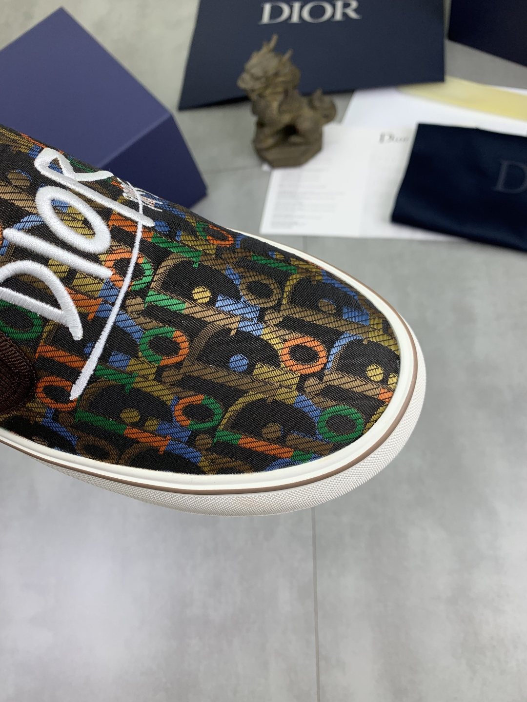 Dior Patterned Canvas Slip-On Sneakers