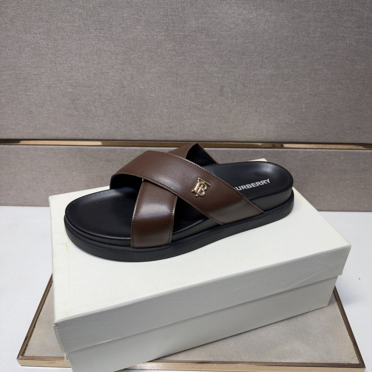 Burberry Men's Cross-Strap Slide Sandals