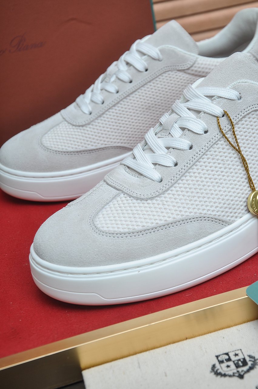 Loro Piana Textured Lace-Up Sneakers