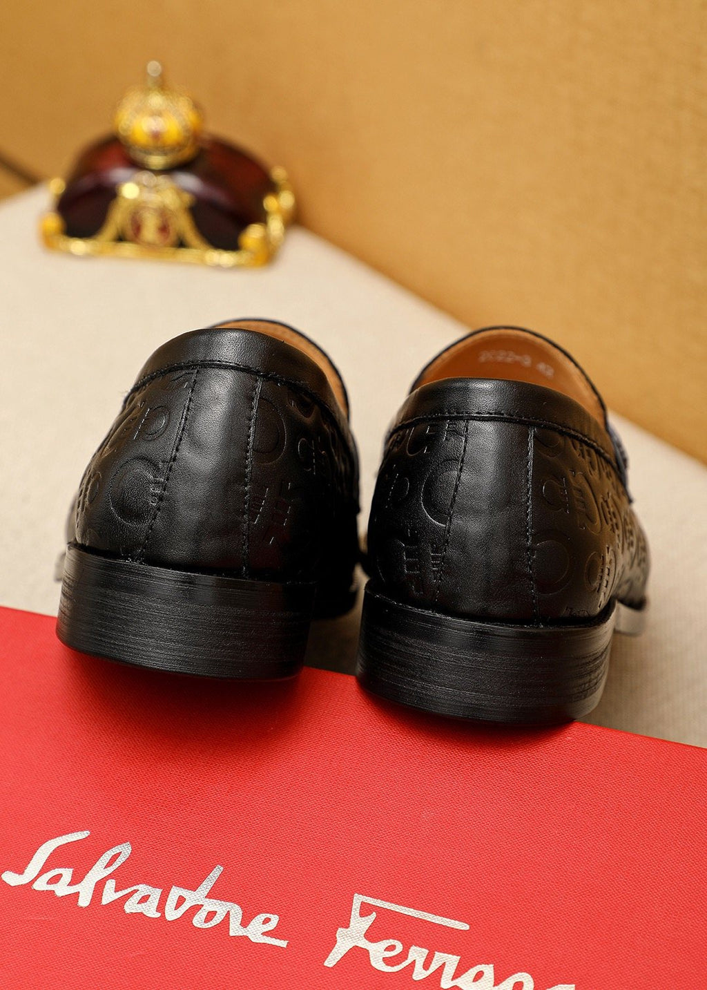 Ferragamo Men's Embossed Buckle Loafers