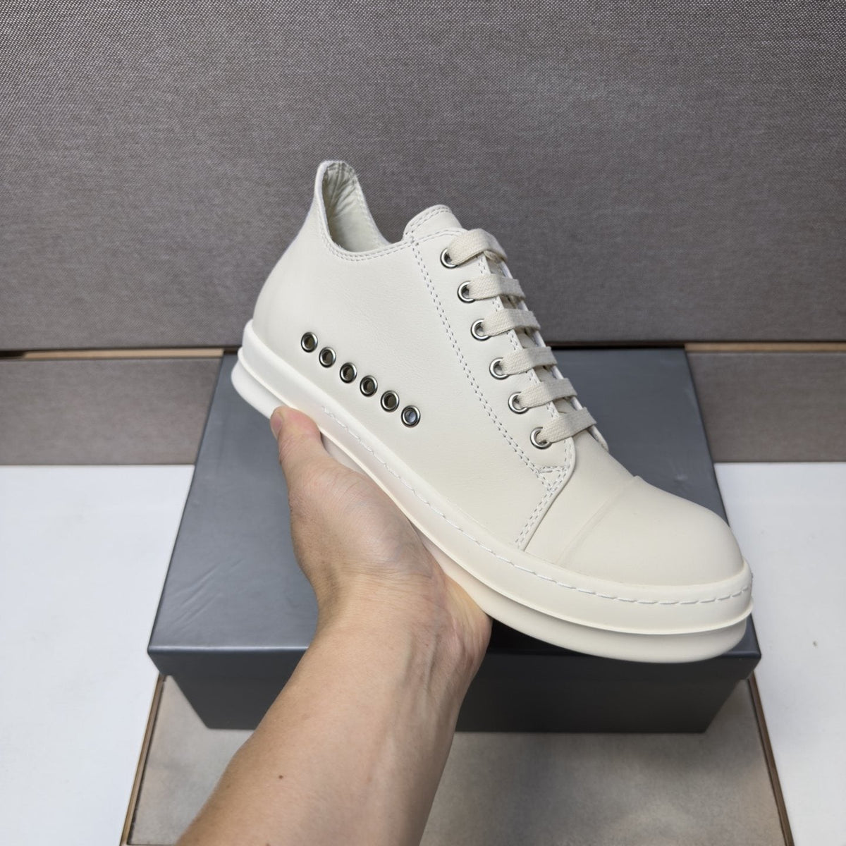 Black and Off-White Low-Top Sneakers