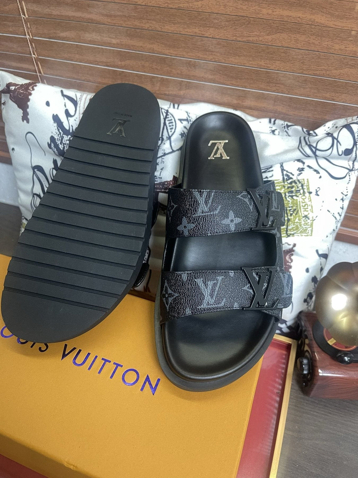 Louis Vuitton Monogram Double-Strap Slide Sandals