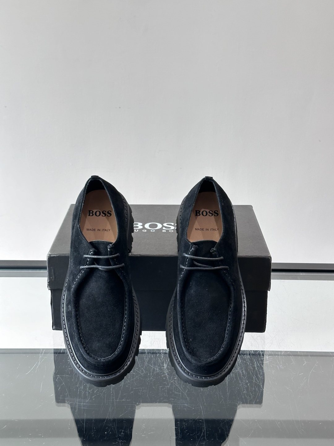 BOSS Men's Suede Lug Sole Derby Shoes
