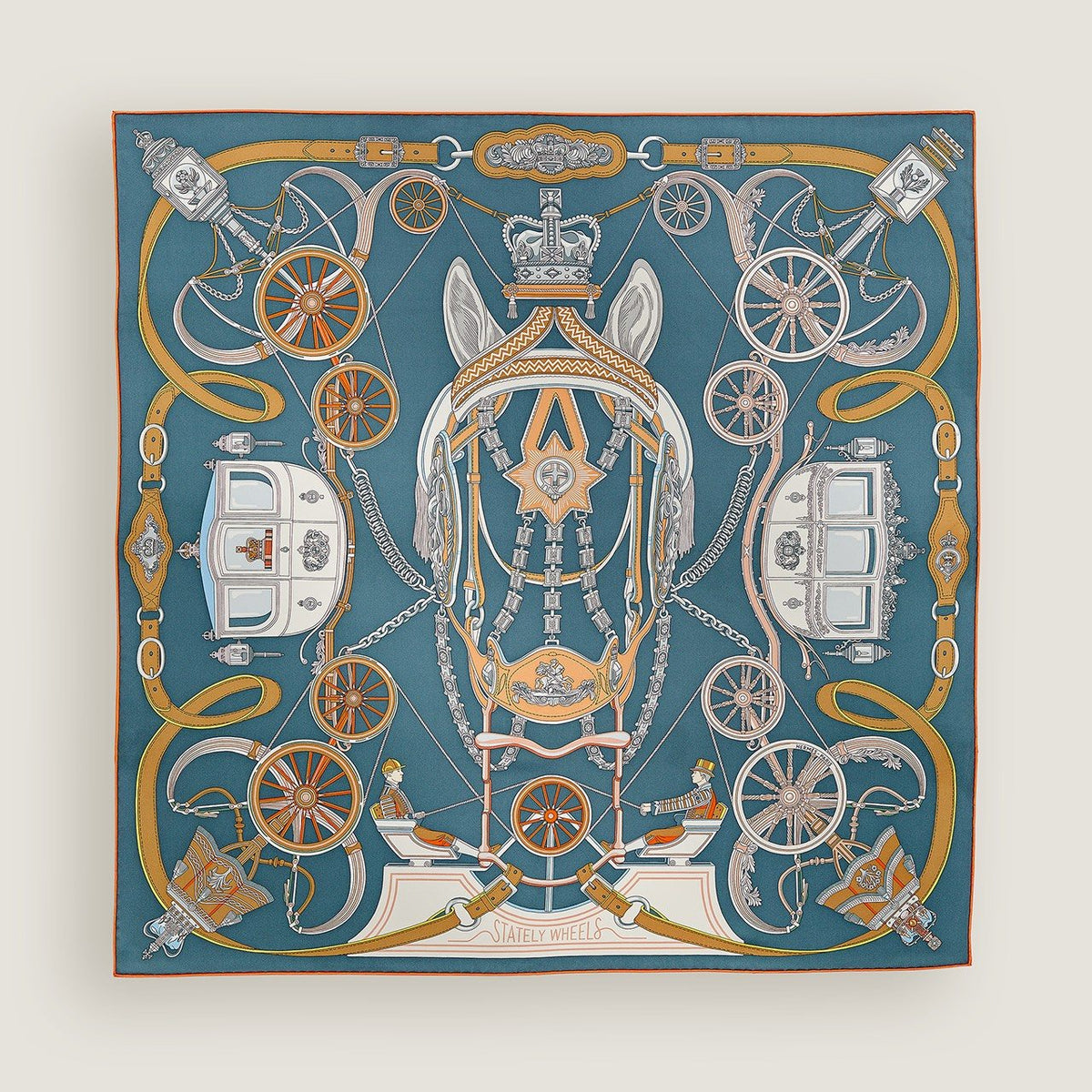 Hermès Carriage and Wheel Silk Scarf