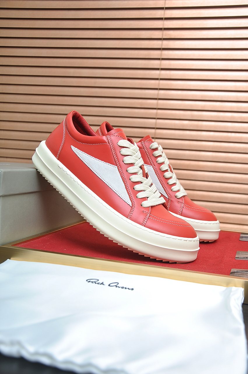 Rick Owens Contrast-Panel Platform Low-Top Sneakers