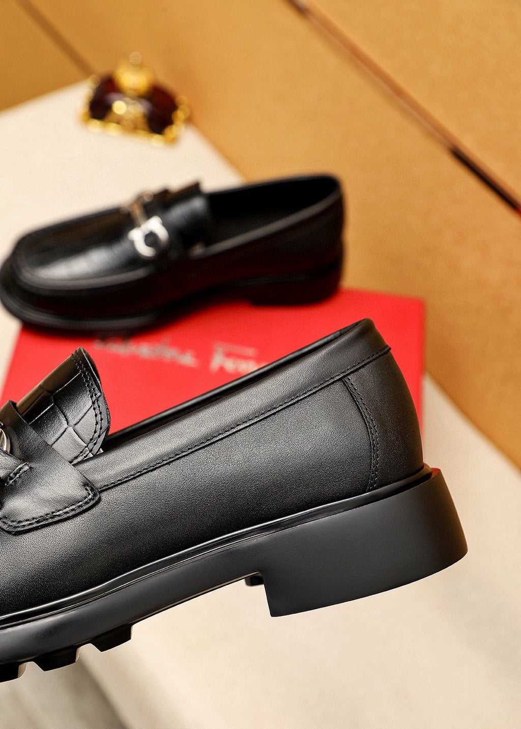 Salvatore Ferragamo Black Bit Loafers - Embossed Texture