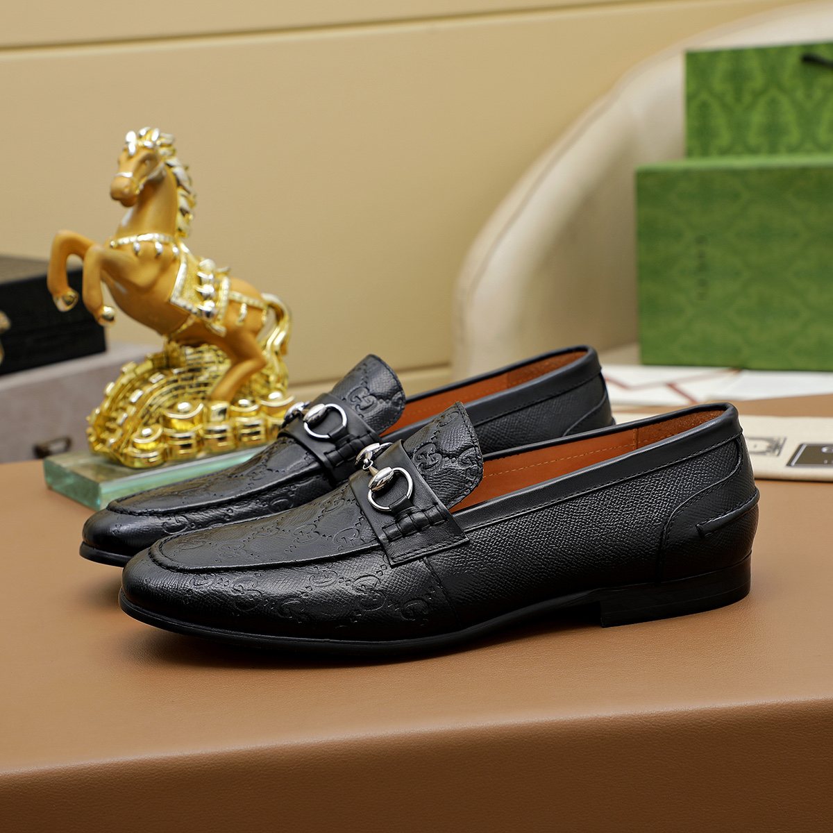 Gucci Black Embossed Loafers