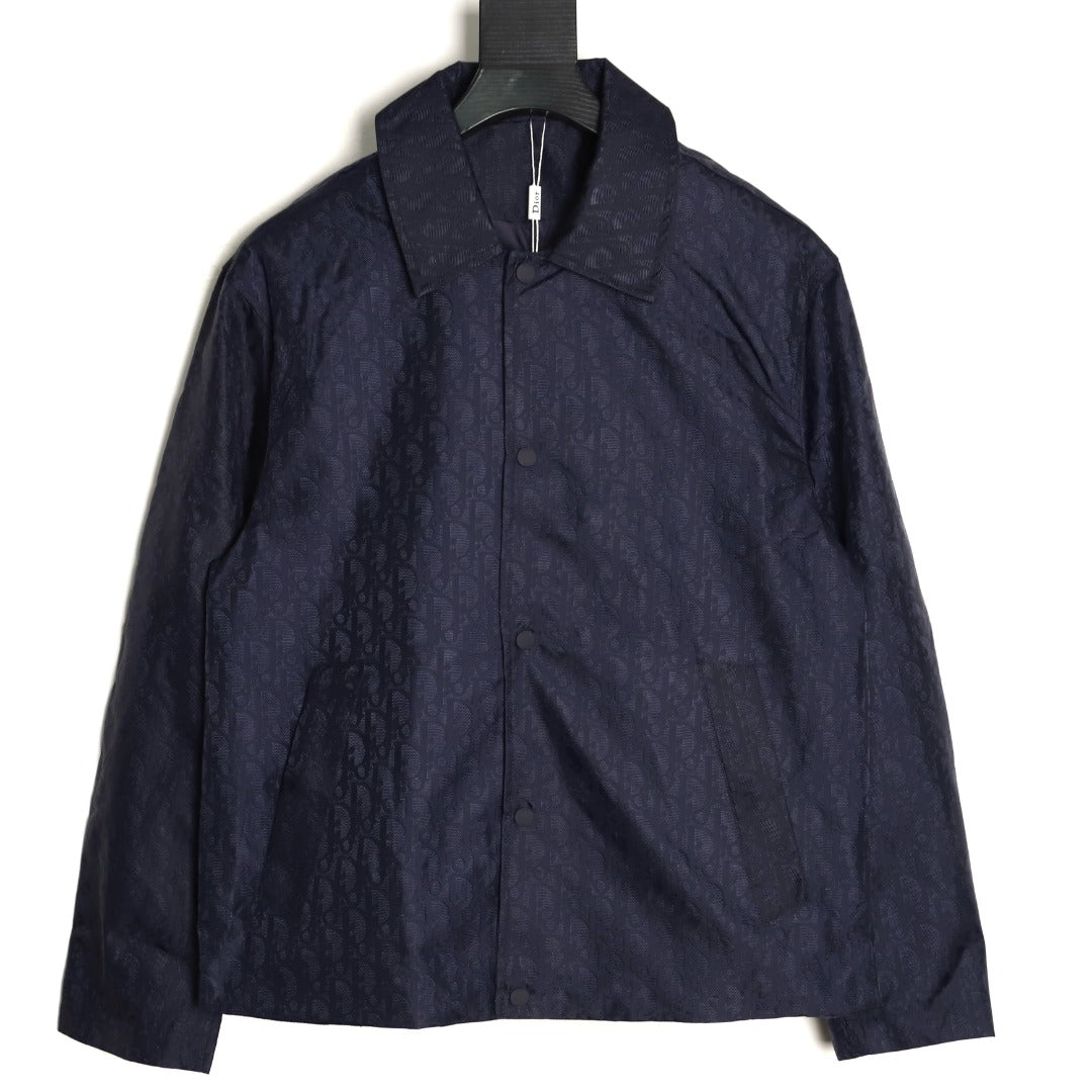 Dior 25SS Navy Allover Jacquard Collared Jacket