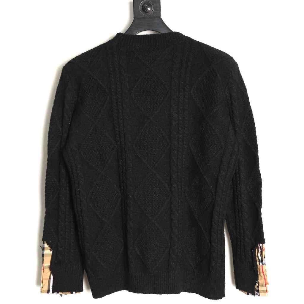 Burberry Layered-Look Check-Detail Crewneck Sweater - Black