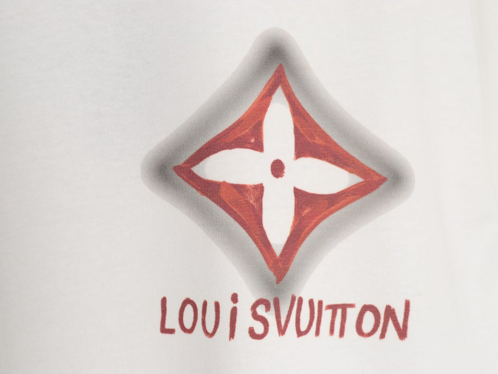 Louis Vuitton Four-Petal Motif and Lettering T-Shirt - Cream